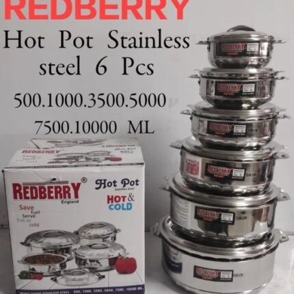 Redberry 6-Piece Stainless Steel Insulated Hot Pot Set