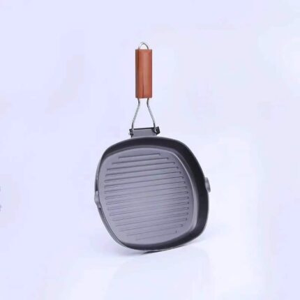 Non-Stick Square Steak Pan with Wooden Handle